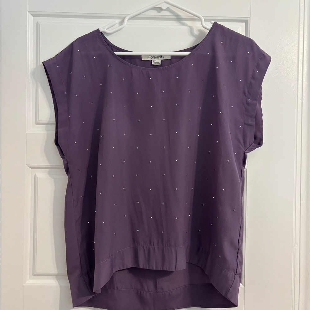 Forever 21 Purple Blouse with Dotted Detail